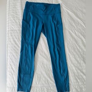Lululemon Fast And Free HR 7/8 Tights 25 Inch Size 8 Nile Blue *EUC*